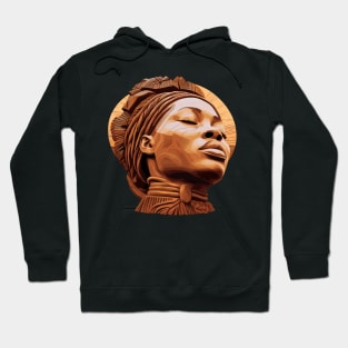 Wooden Carving of a Braided African Woman Hoodie